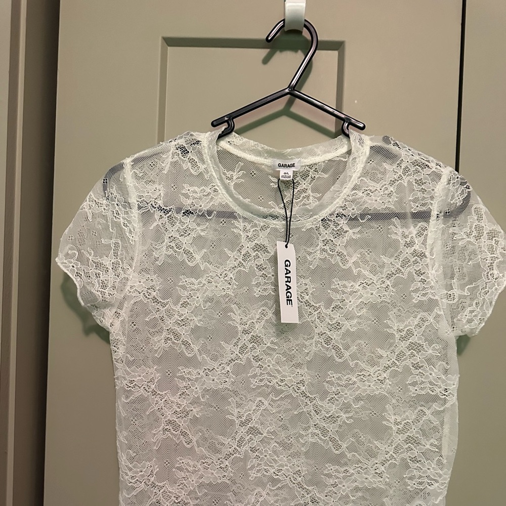 NWT Garage white lace top size L